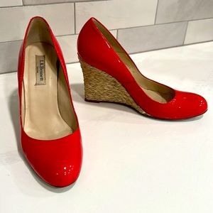 Lk Bennett red patent leather Maddox heel. Size 38